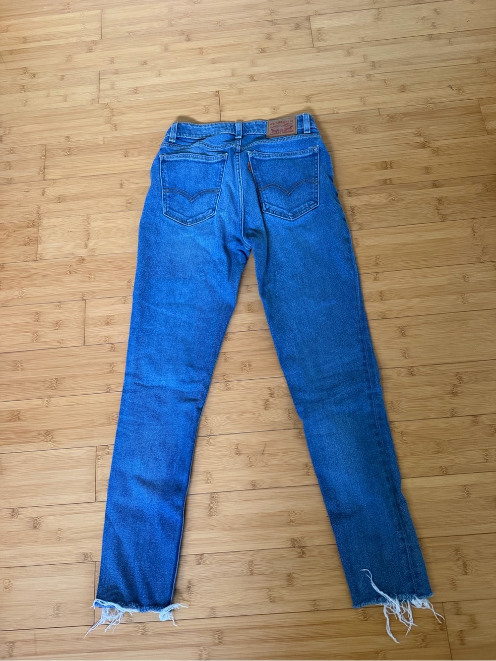 Levi's Skinny Jeans in Bright Blue with Raw Hem